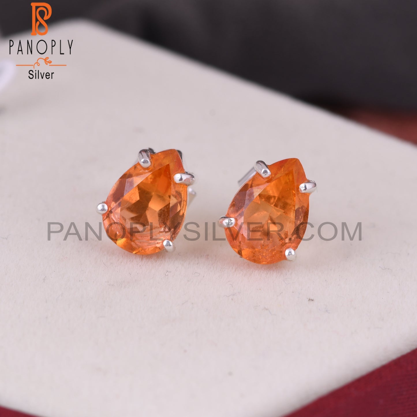 Bio Morganite Doublet Quartz Pear 925 Silver Studs