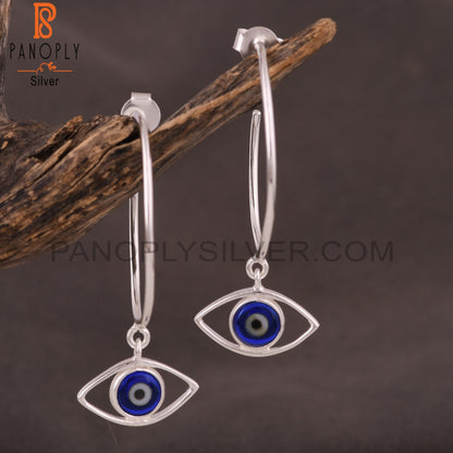 Blue Resin Evil Eye 925 Sterling Silver Earrings