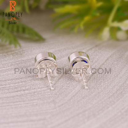 Blue Resin Evil Eye 925 Sterling Silver Stud Earrings