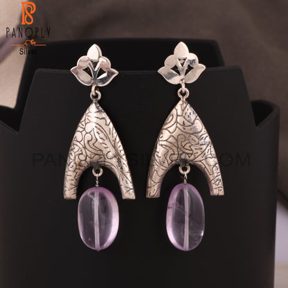 Pink Amethyst 925 Sterling Silver Dangle Earrings