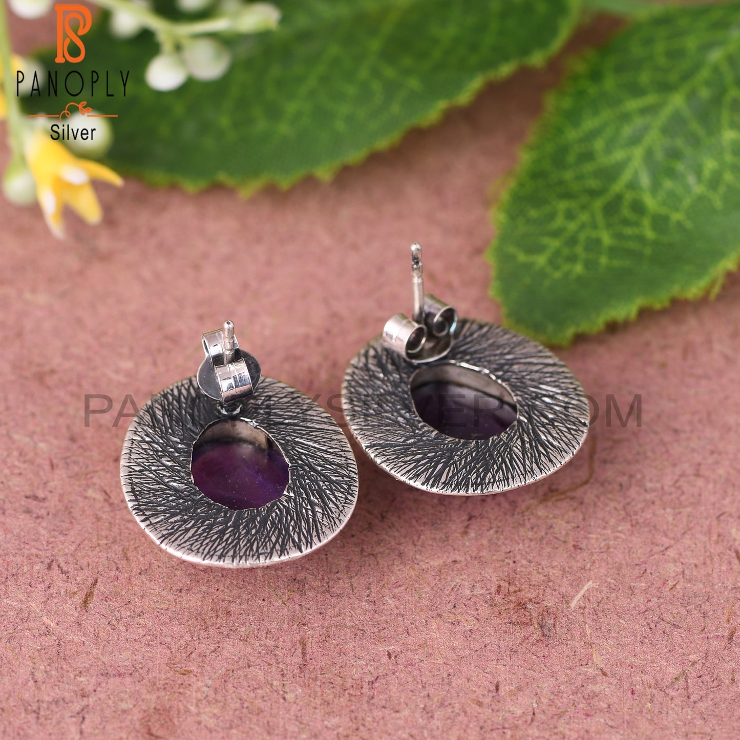 Amethyst 925 Sterling Silver Studs Earrings