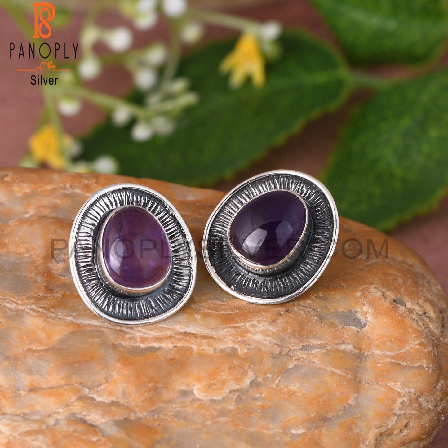 Amethyst 925 Sterling Silver Studs Earrings