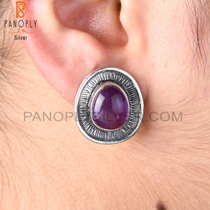 Amethyst 925 Sterling Silver Studs Earrings