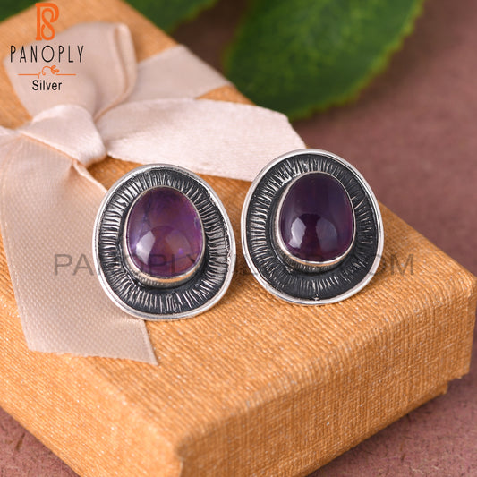 Amethyst 925 Sterling Silver Studs Earrings