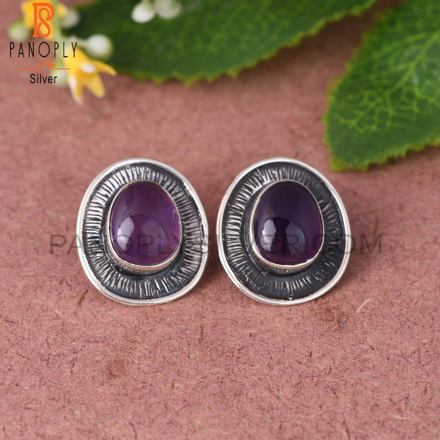 Amethyst 925 Sterling Silver Studs Earrings