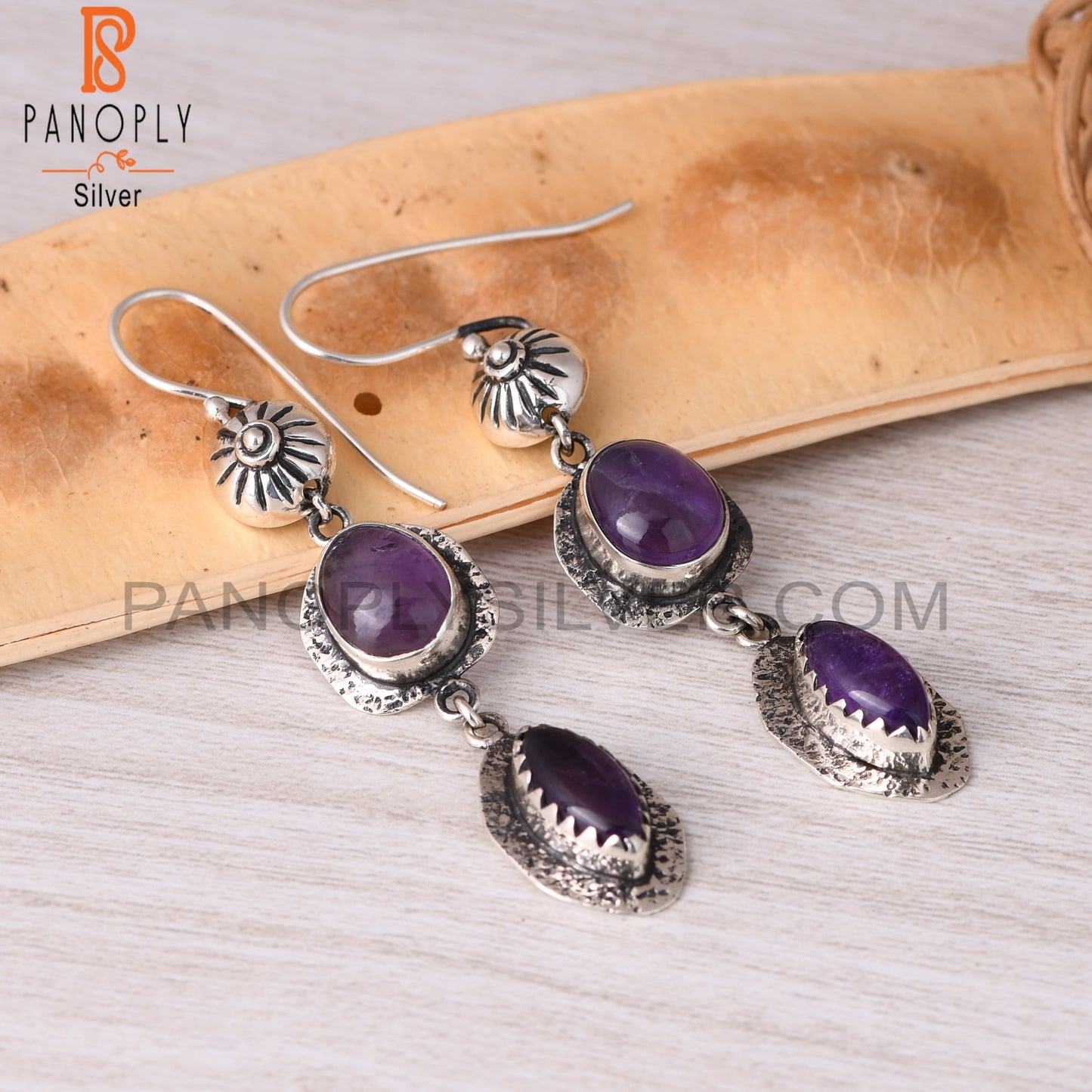 Amethyst 925 Sterling Silver Dangle Earrings