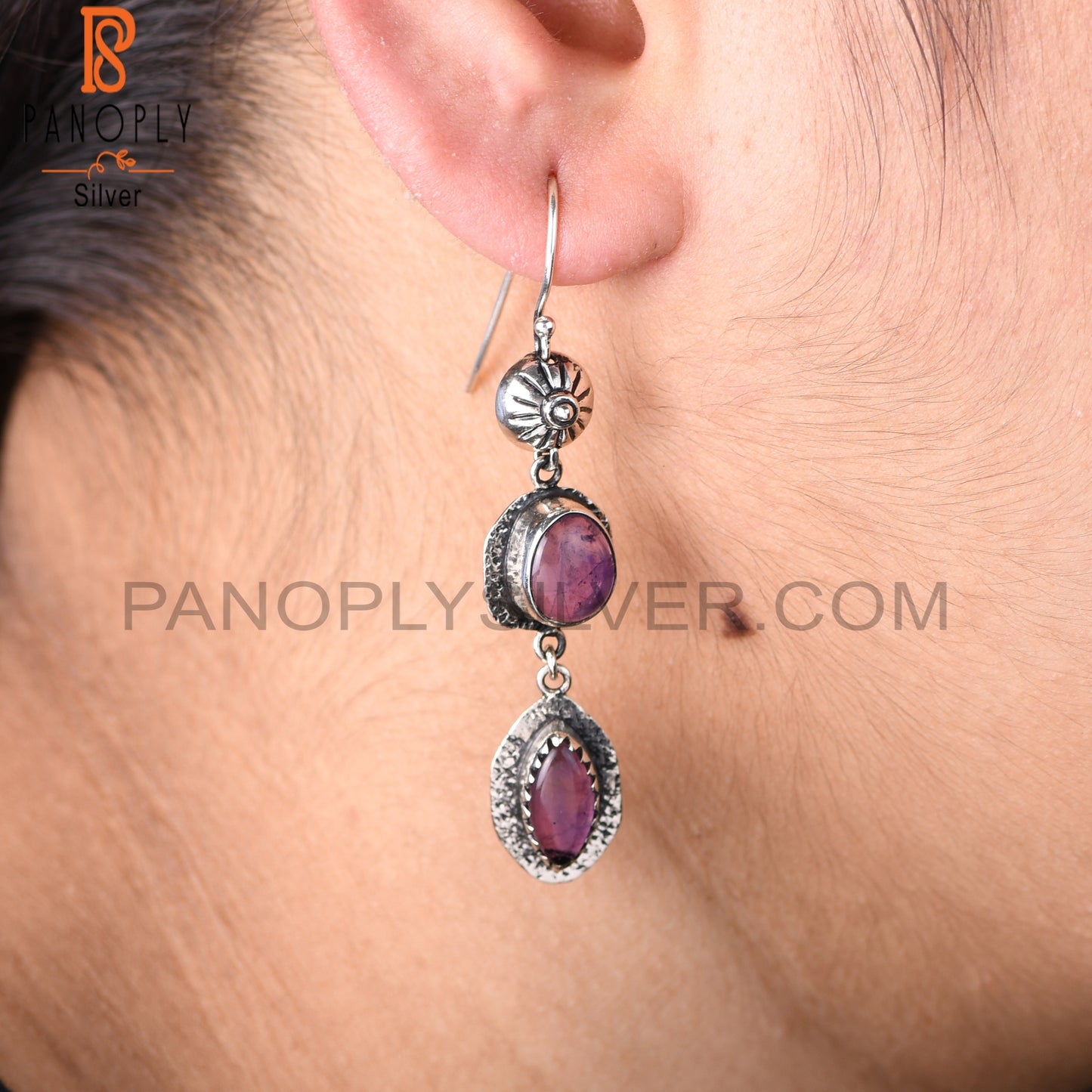 Amethyst 925 Sterling Silver Dangle Earrings