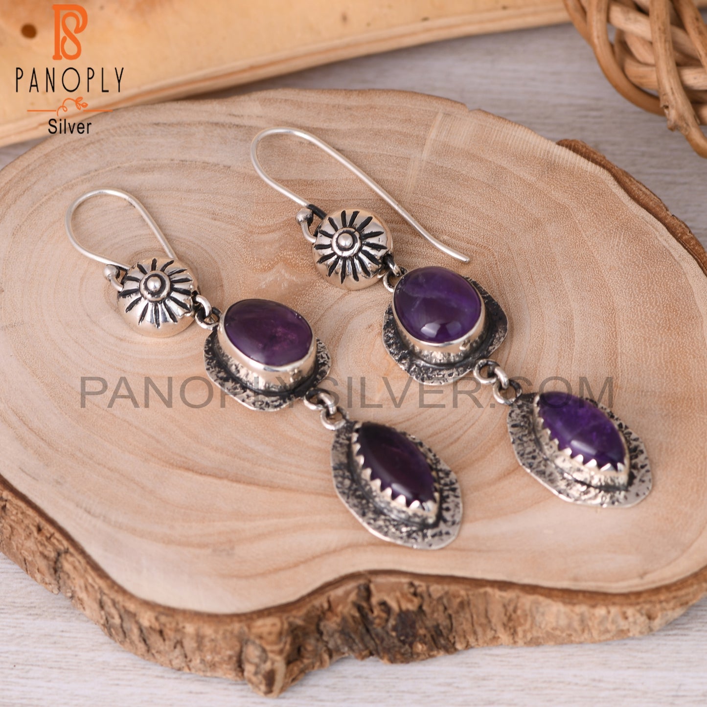 Amethyst 925 Sterling Silver Dangle Earrings