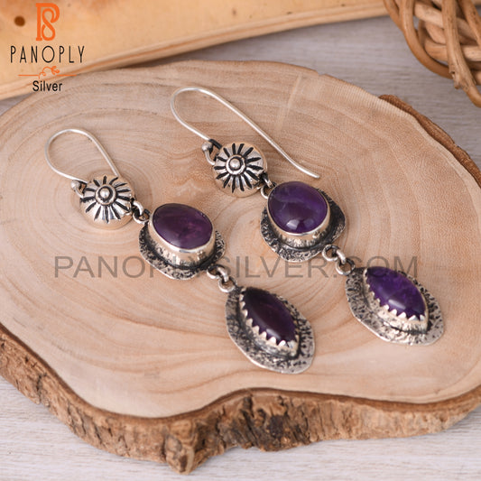 Amethyst 925 Sterling Silver Dangle Earrings