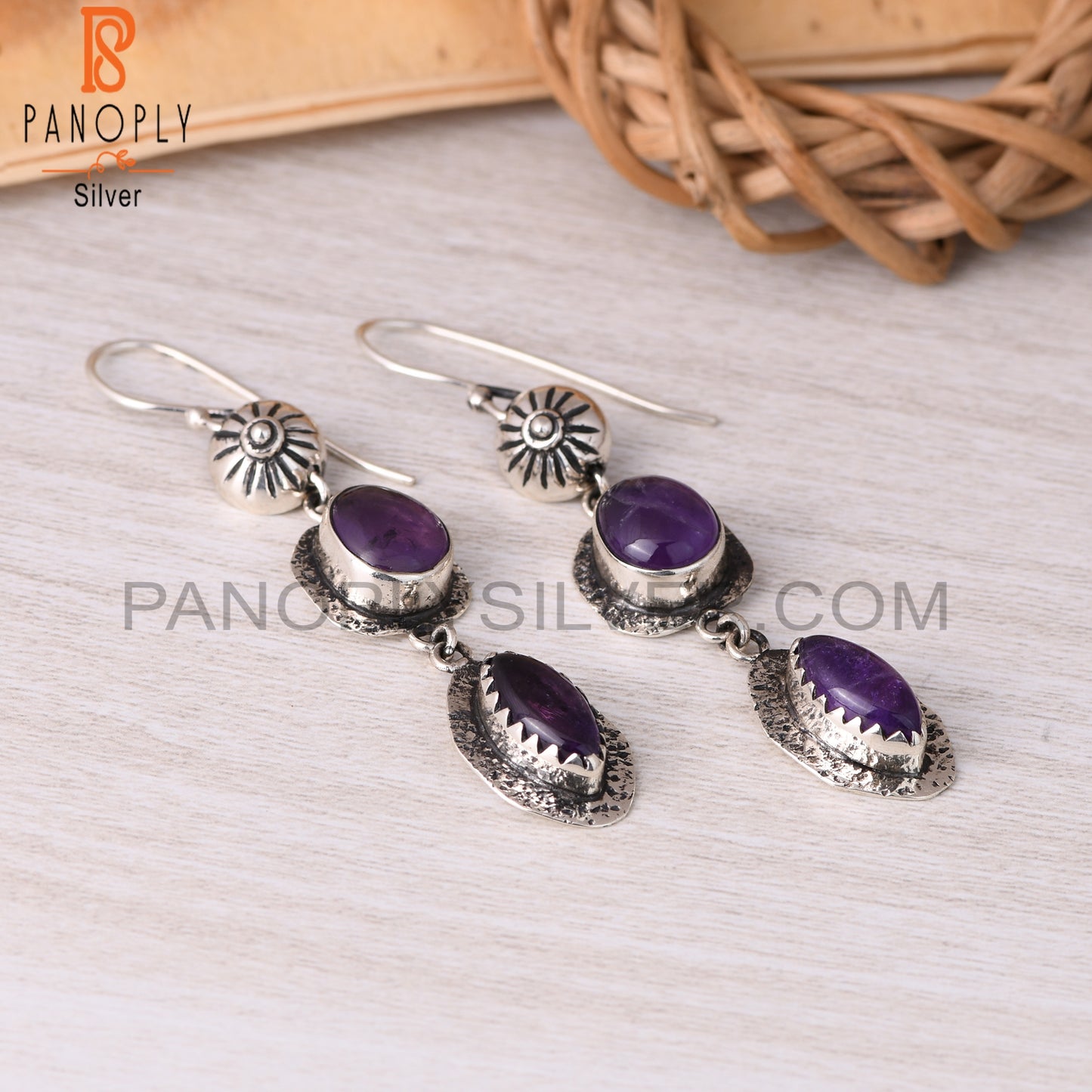 Amethyst 925 Sterling Silver Dangle Earrings