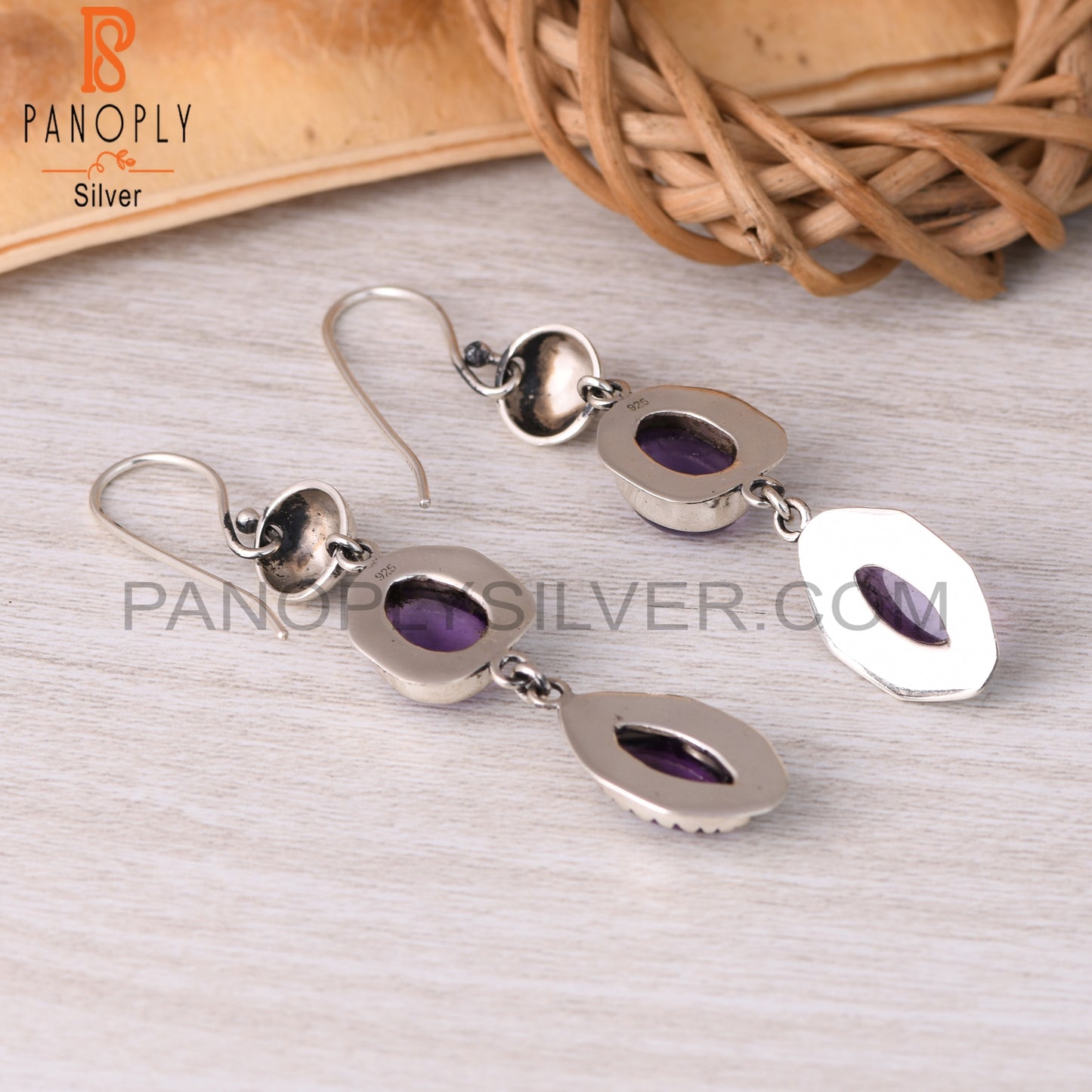 Amethyst 925 Sterling Silver Dangle Earrings
