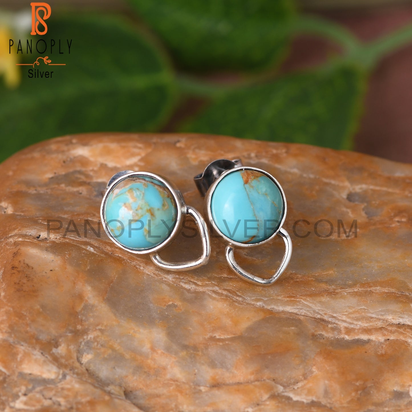 Kingsman Turquoise Round 925 Sterling Silver Earrings