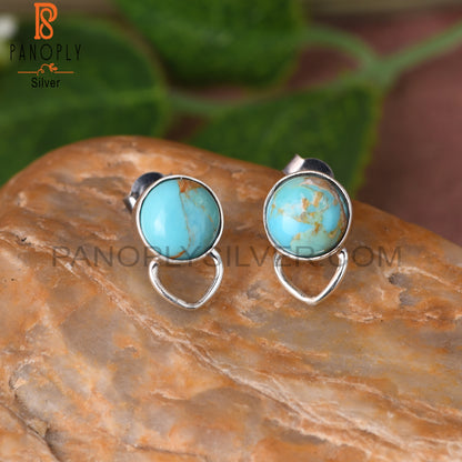 Kingsman Turquoise Round 925 Sterling Silver Earrings