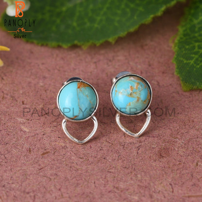 Kingsman Turquoise Round 925 Sterling Silver Earrings