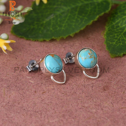 Kingsman Turquoise Round 925 Sterling Silver Earrings