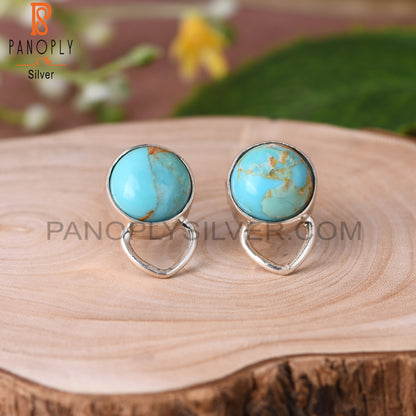 Kingsman Turquoise Round 925 Sterling Silver Earrings