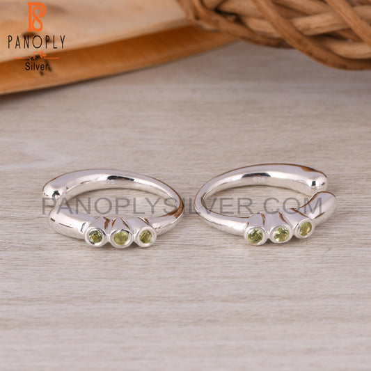 Peridot Round 925 Sterling Silver Earrings