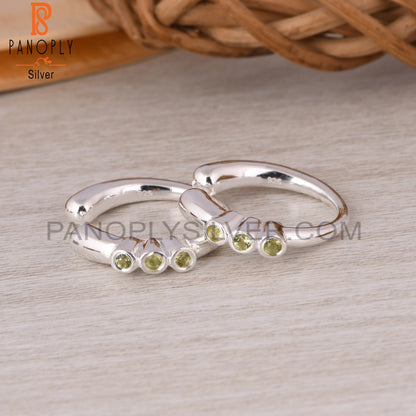 Peridot Round 925 Sterling Silver Earrings