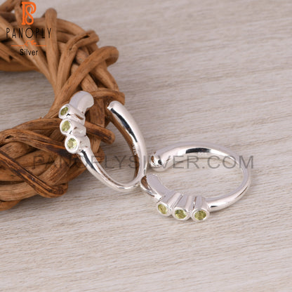 Peridot Round 925 Sterling Silver Earrings