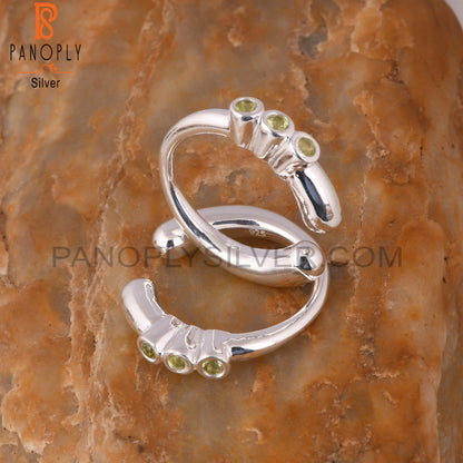 Peridot Round 925 Sterling Silver Earrings