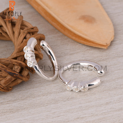 White Topaz Round 925 Sterling Silver Earrings
