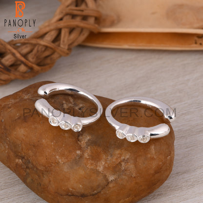 White Topaz Round 925 Sterling Silver Earrings