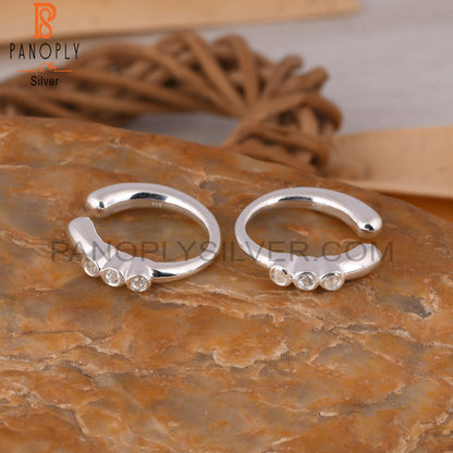 White Topaz Round 925 Sterling Silver Earrings