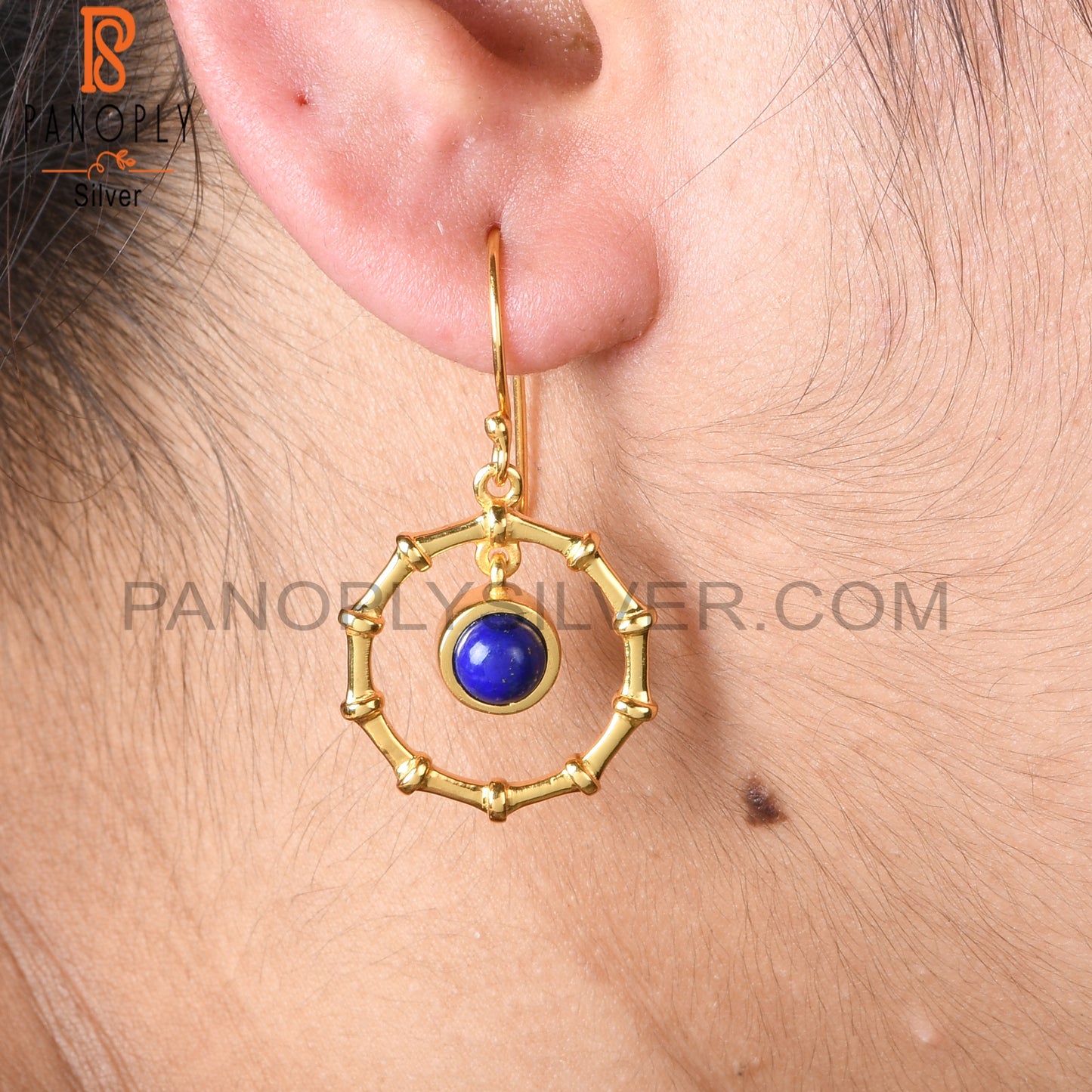 Lapis Round 925 Sterling Silver Earrings
