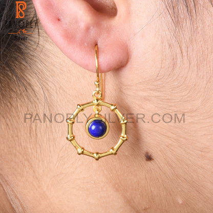 Lapis Round 925 Sterling Silver Earrings