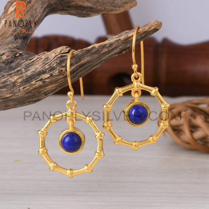 Lapis Round 925 Sterling Silver Earrings