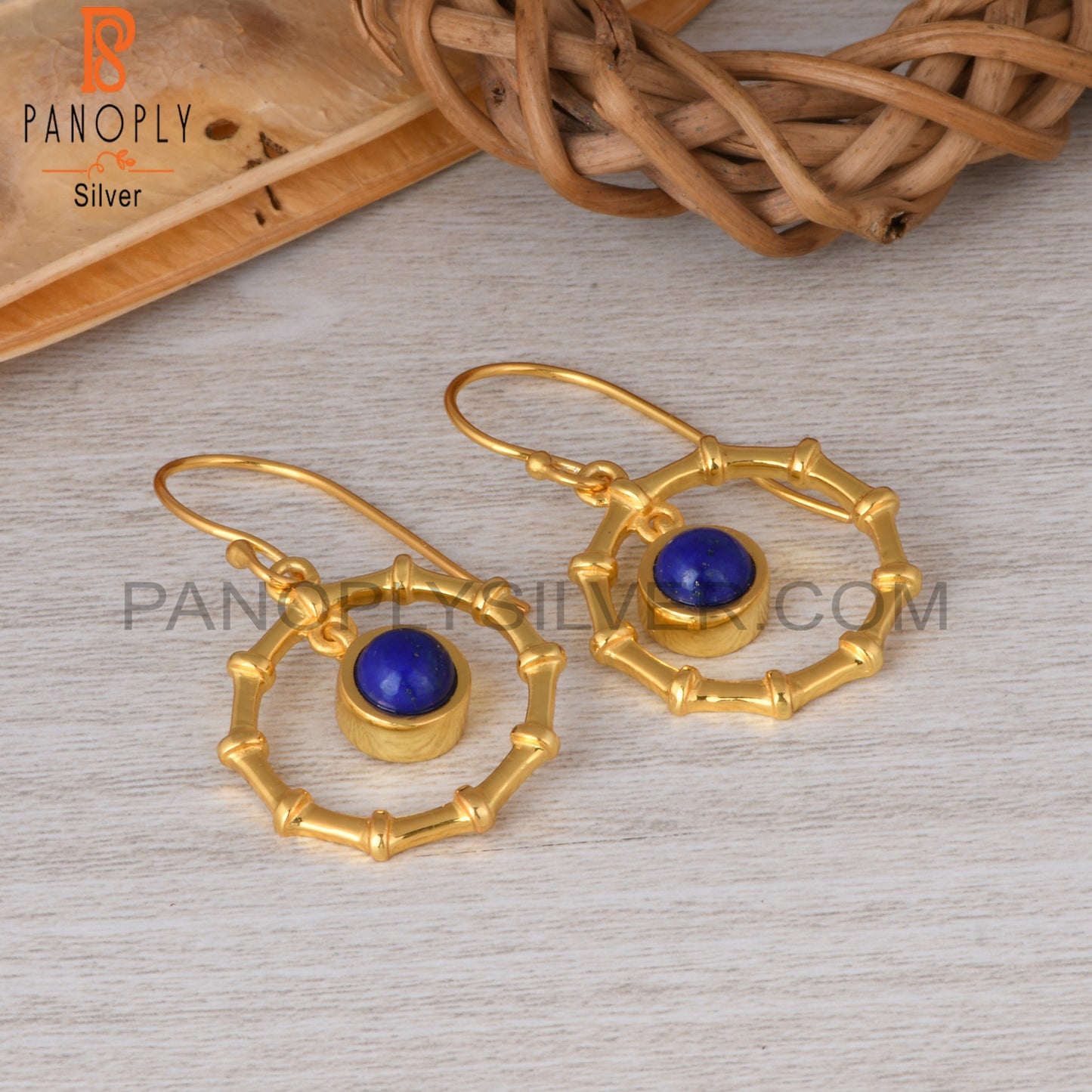 Lapis Round 925 Sterling Silver Earrings