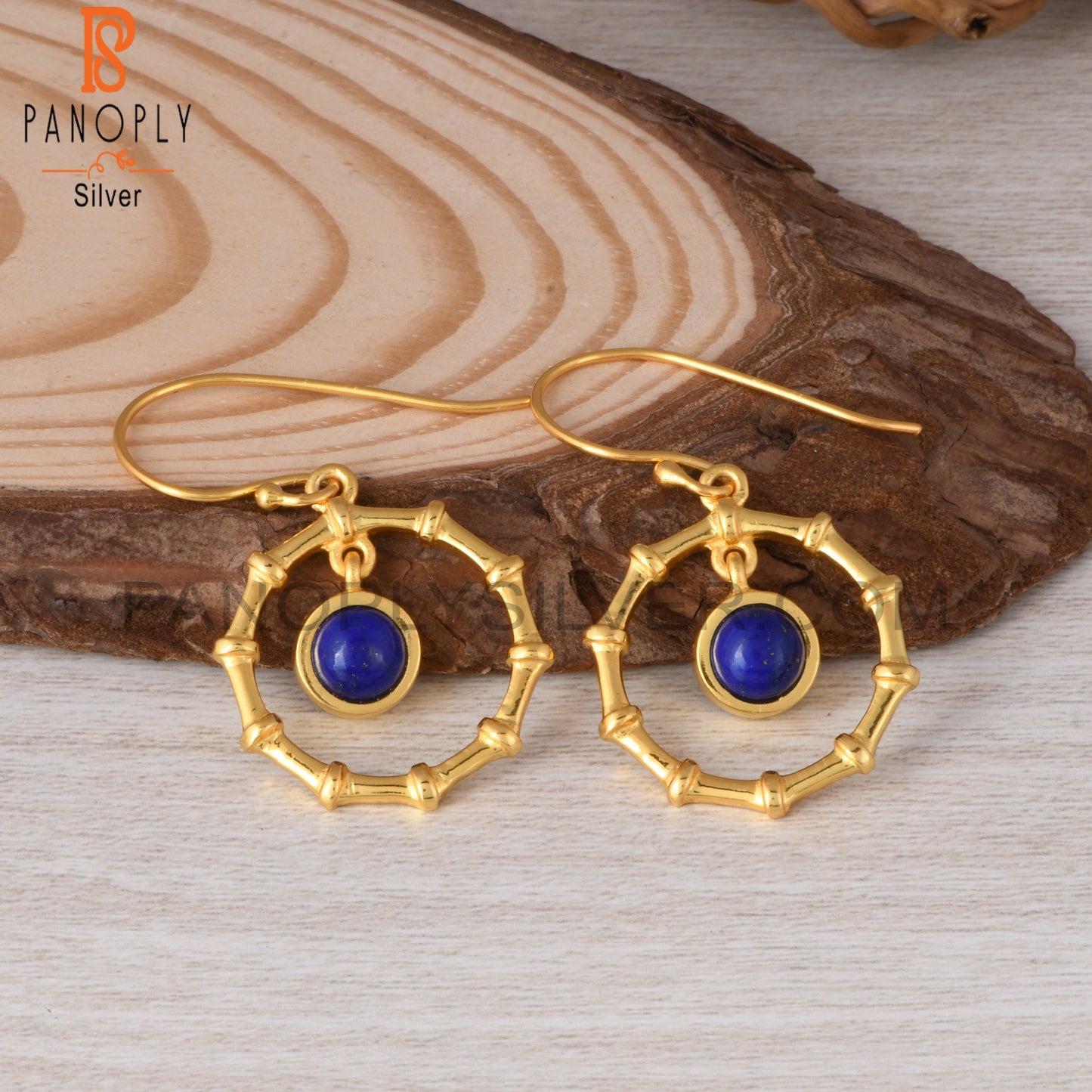 Lapis Round 925 Sterling Silver Earrings
