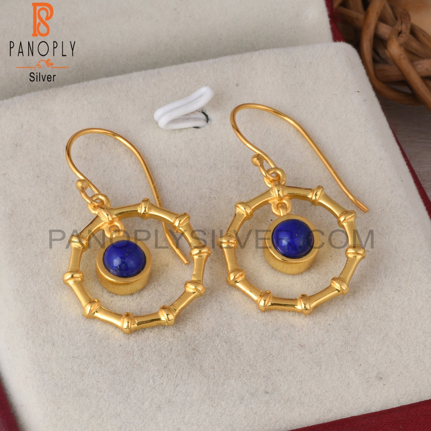 Lapis Round 925 Sterling Silver Earrings