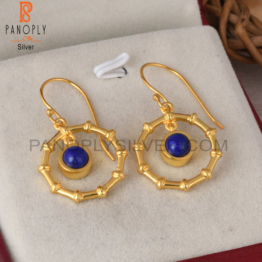 Lapis Round 925 Sterling Silver Earrings
