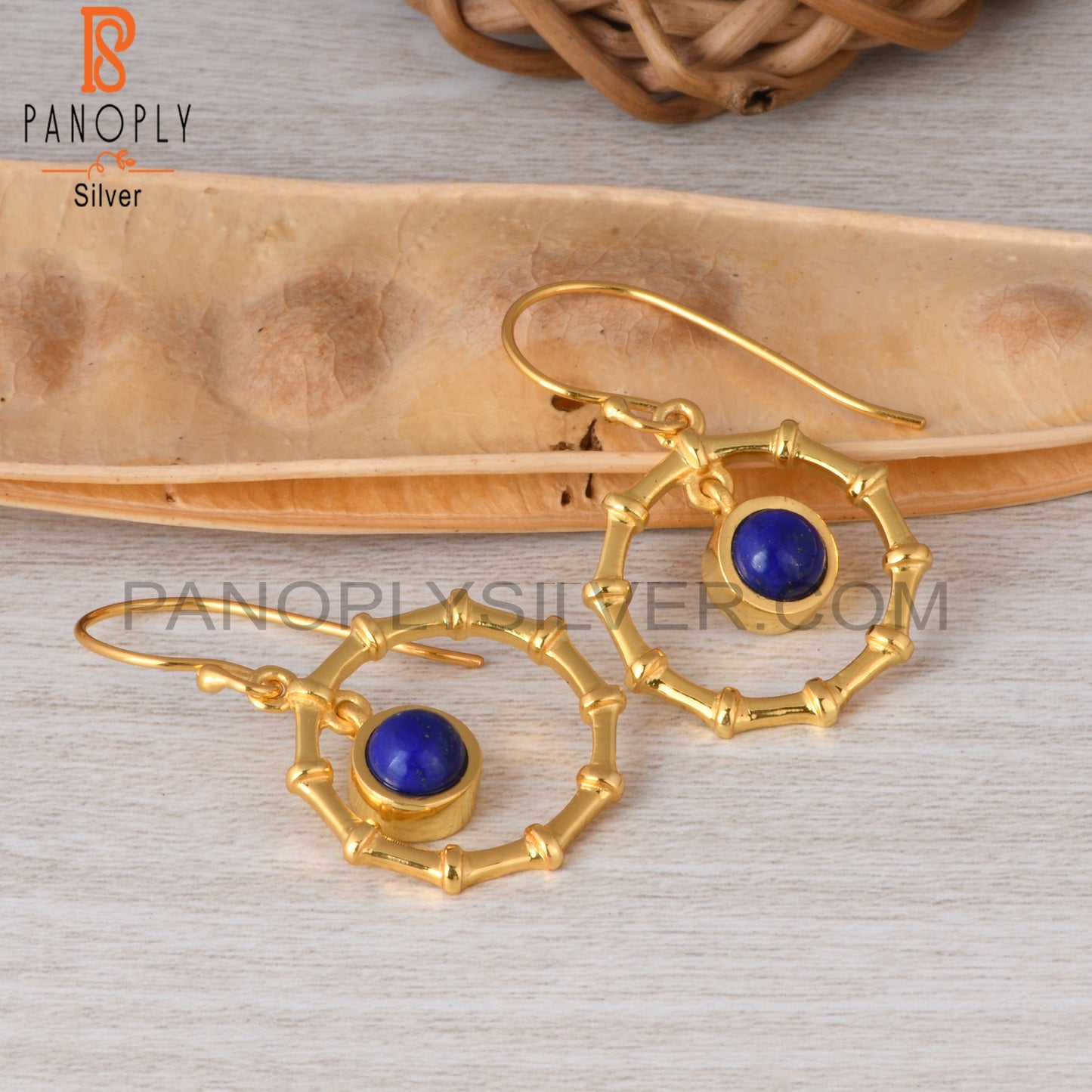 Lapis Round 925 Sterling Silver Earrings