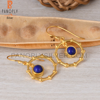 Lapis Round 925 Sterling Silver Earrings