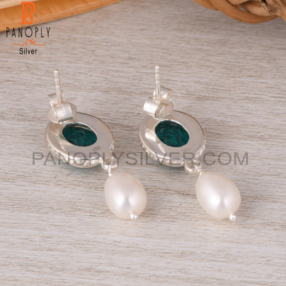 Doublet Santa Maria & Pearl 925 Sterling Silver Earrings
