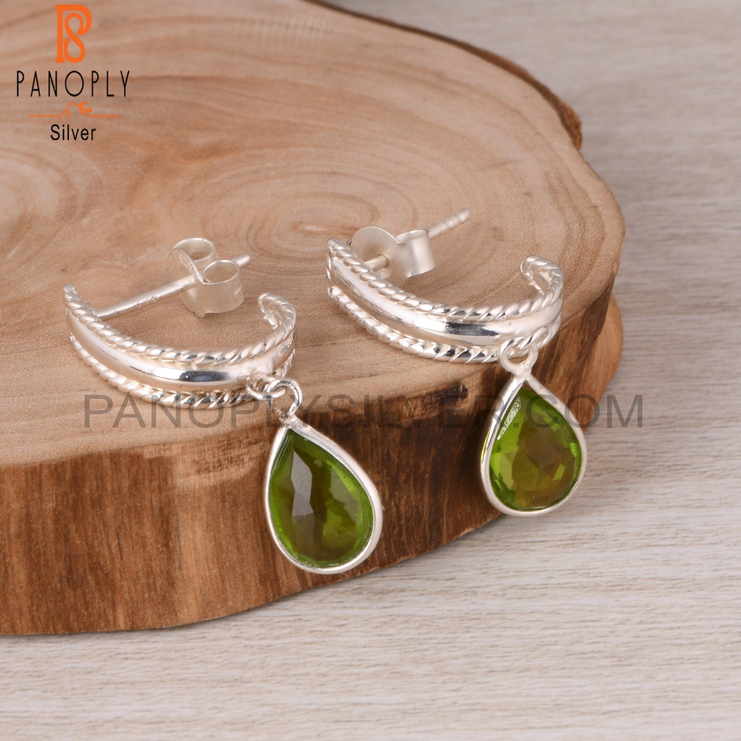 Doublet Peridot Quartz Pear 925 Sterling Silver Earrings