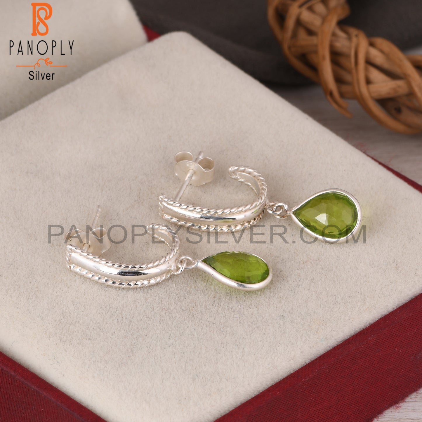 Doublet Peridot Quartz Pear 925 Sterling Silver Earrings