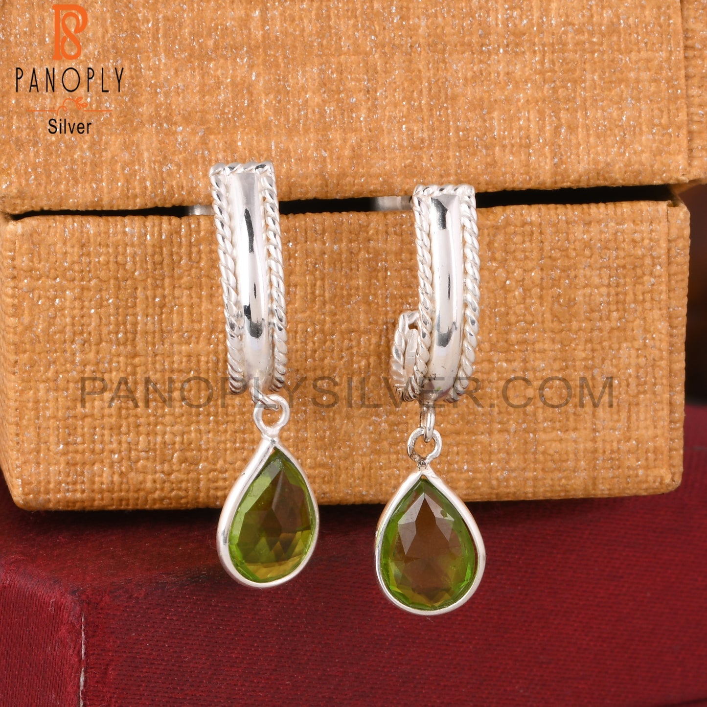 Doublet Peridot Quartz Pear 925 Sterling Silver Earrings