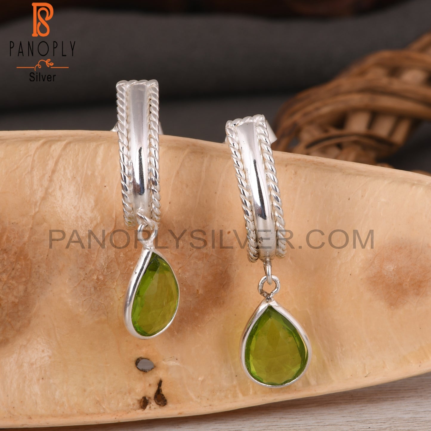 Doublet Peridot Quartz Pear 925 Sterling Silver Earrings