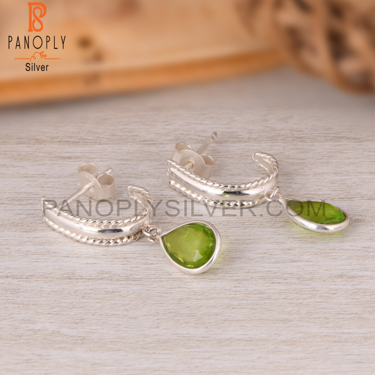 Doublet Peridot Quartz Pear 925 Sterling Silver Earrings