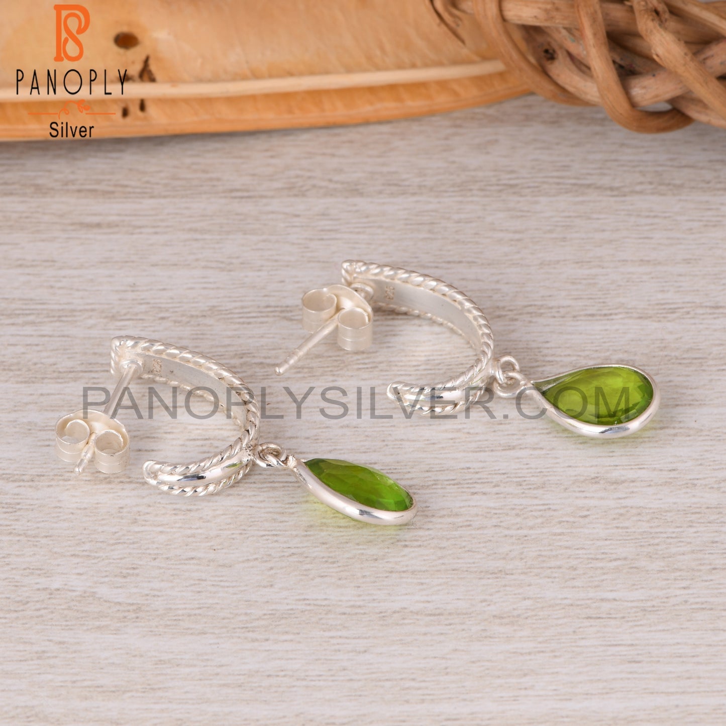 Doublet Peridot Quartz Pear 925 Sterling Silver Earrings