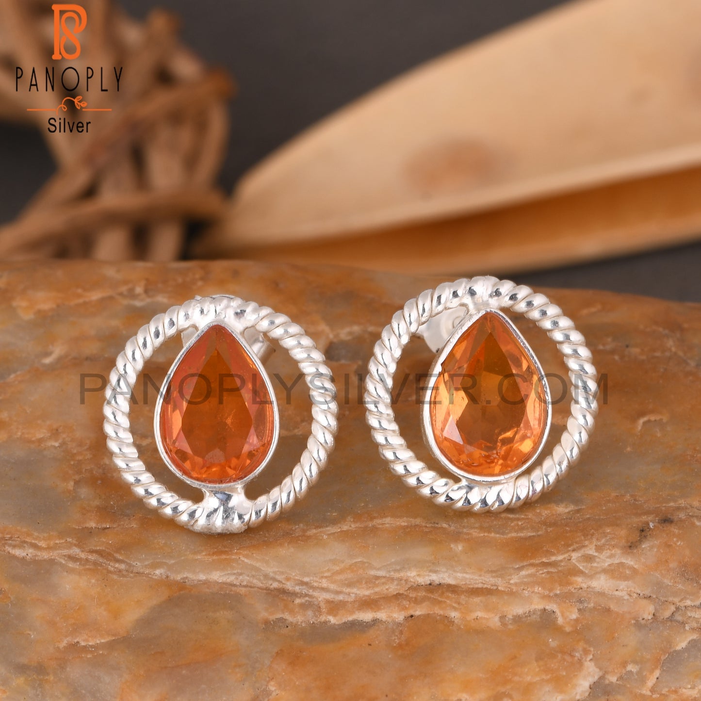 Bio Morganite Doublet Quartz Pear 925 Sterling Silver Earrings