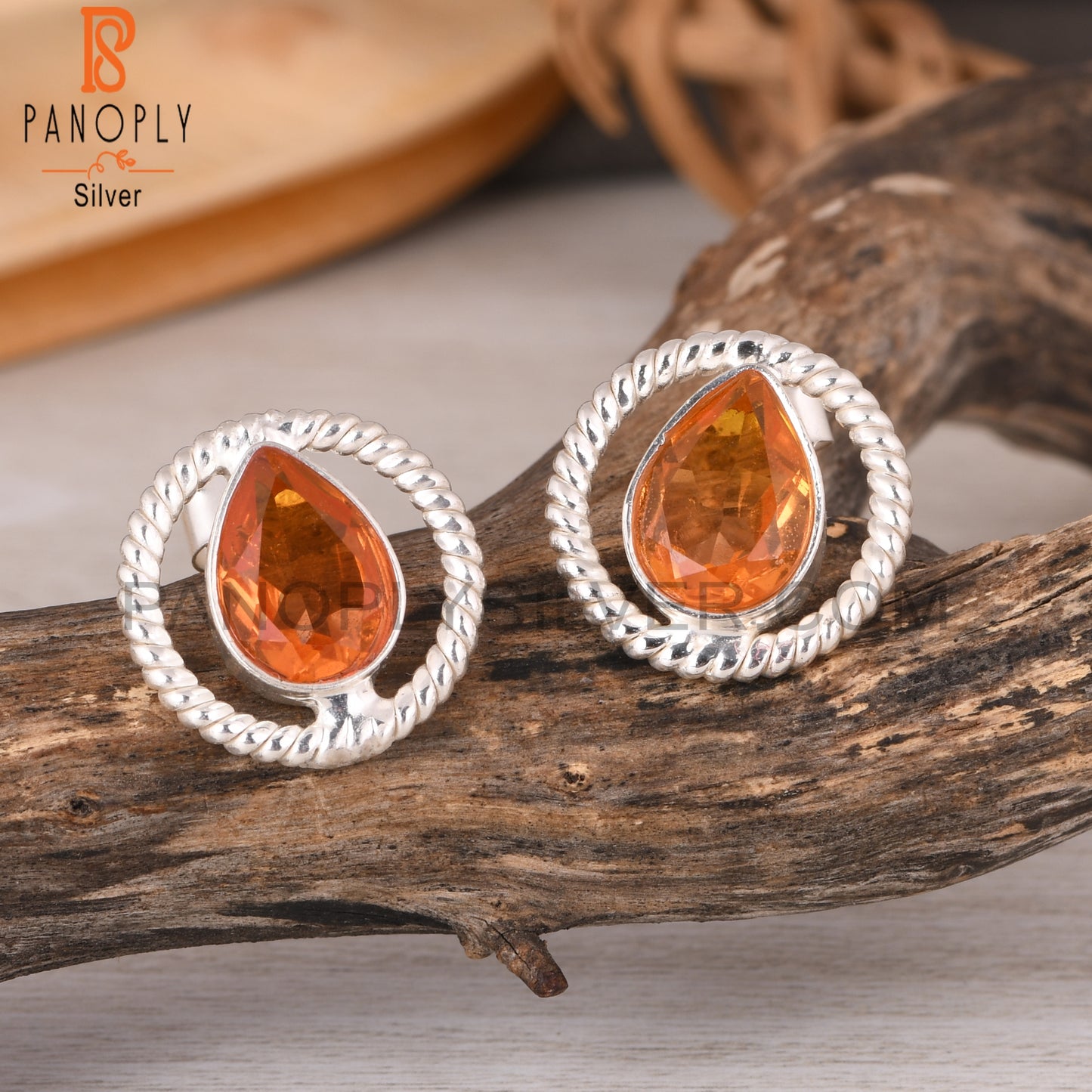 Bio Morganite Doublet Quartz Pear 925 Sterling Silver Earrings