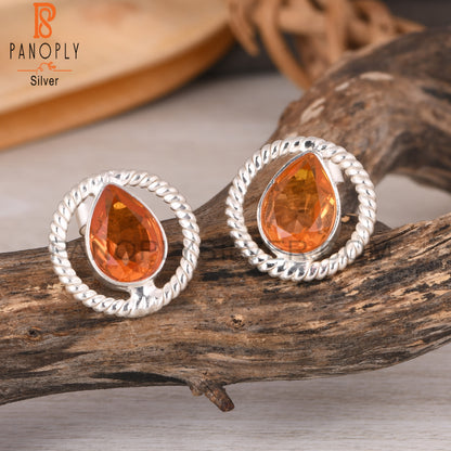 Bio Morganite Doublet Quartz Pear 925 Sterling Silver Earrings