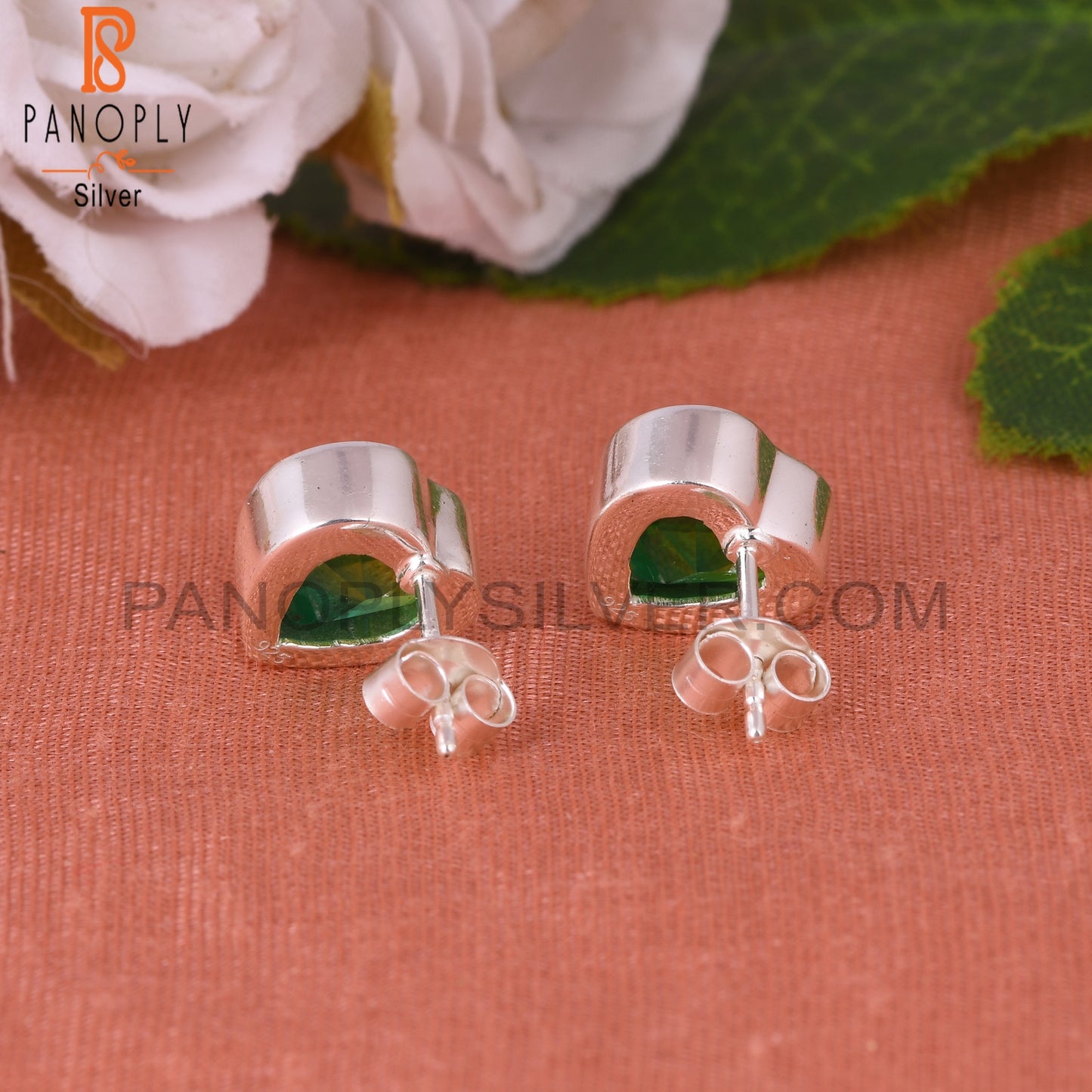 Bio Doublet Chrome Diopside Quartz Heart 925 Silver Earrings