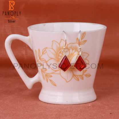 Doublet Garnet Quartz Kite Shape 925 Sterling Silver Earrings