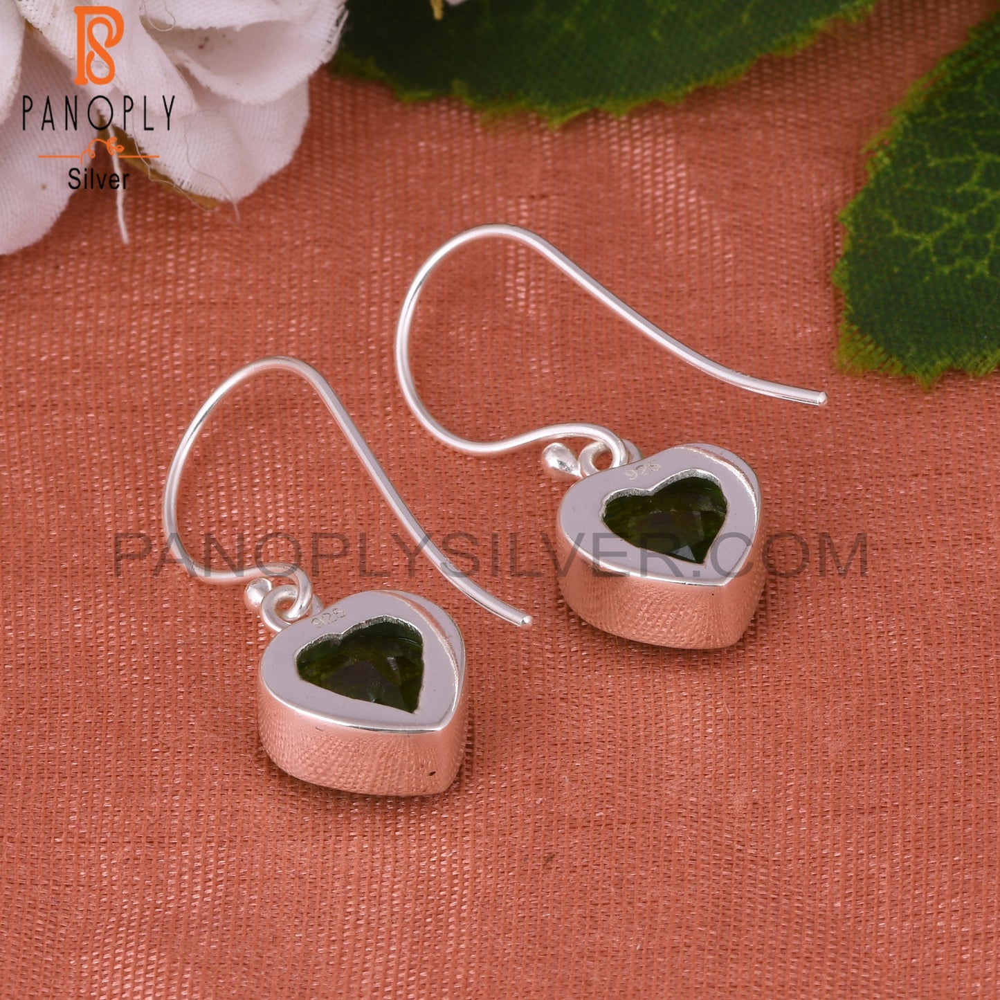 Bio Chrome Diopside Doublet Quartz Heart 925 Silver Earrings
