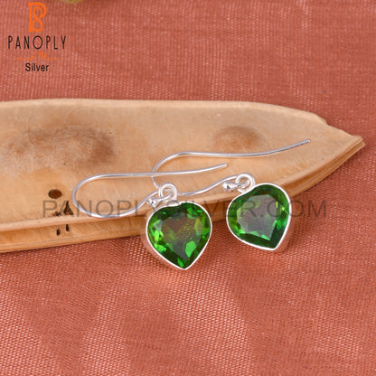 Bio Chrome Diopside Doublet Quartz Heart 925 Silver Earrings